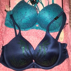 NWT Very sexy push-up blue 32C 34B bra bundle